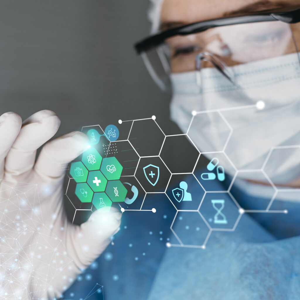 medical banner with doctor wearing goggles scaled
