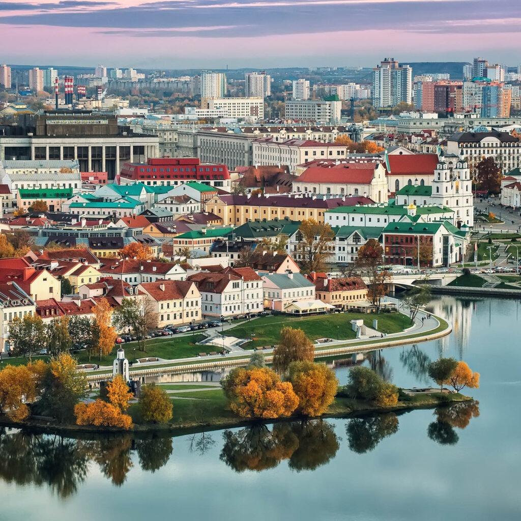 Panoramic,View,Of,The,Historical,Center,Of,Minsk.,Belarus.,Sunset